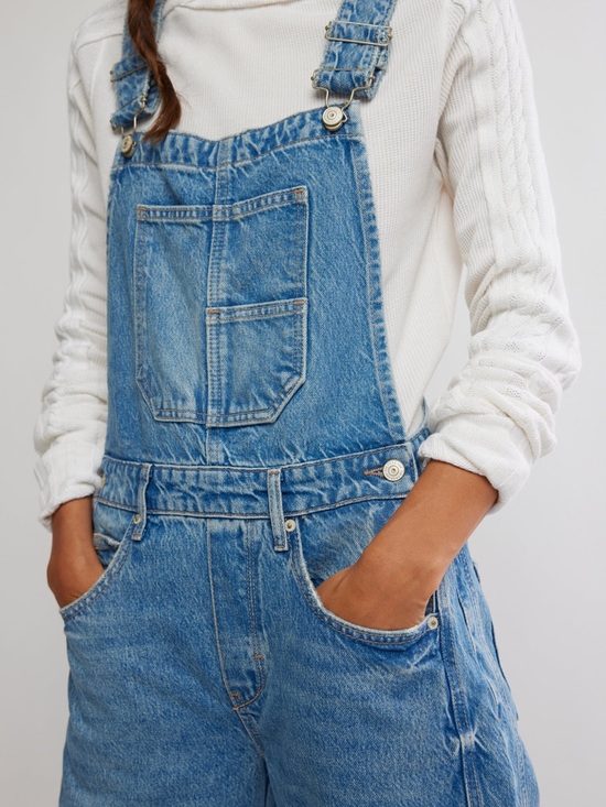 NWT Free People Good Luck Barrel Overall in Ultra Light Beam Blue - Picture 4 of 6